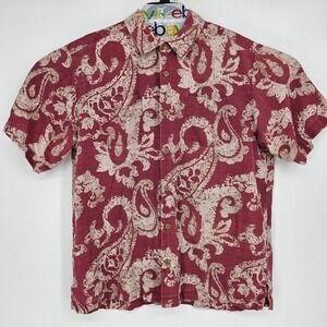 Tommy Bahama Shirt Mens Large Paisley Silk Hawaiian Button Up All Over Print
